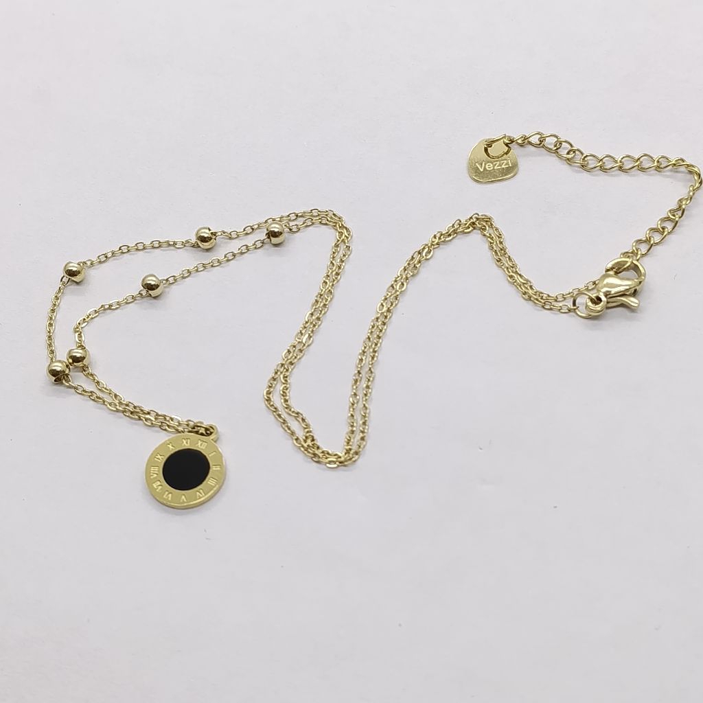 Kalung wanita liontin angka romawi Stainless steel