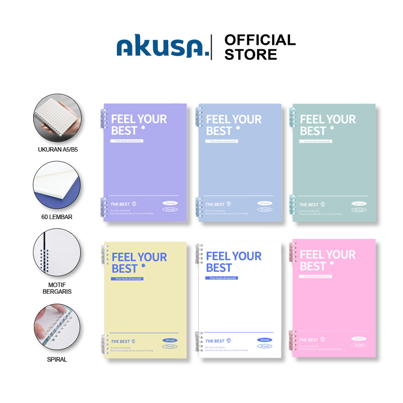 

AKUSA Binder Note A5/B5 Buku Tulis Catatan Motif Aesthetic Spiral Kuat Dapat Dibuka BN004