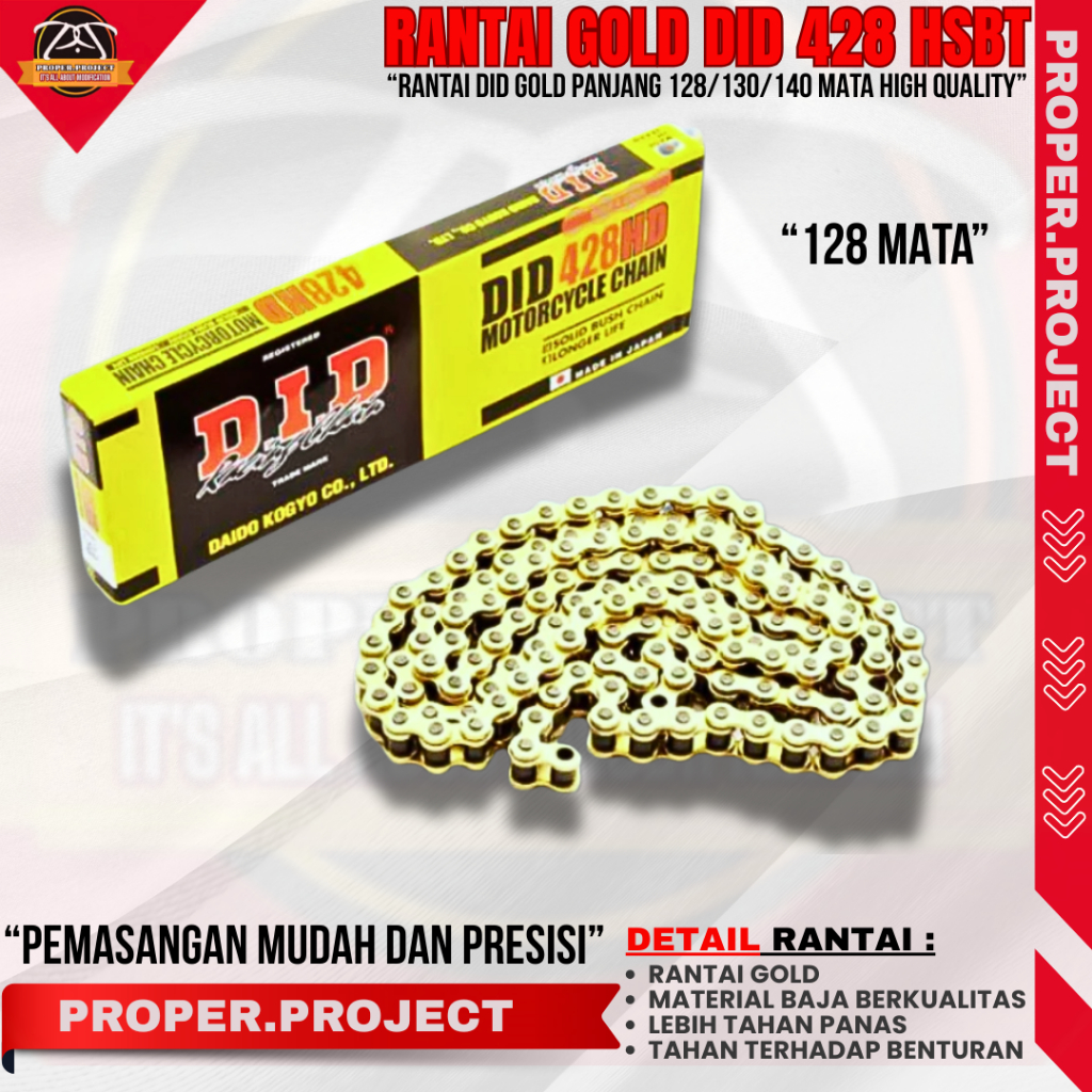 RANTAI GOLD DID 428 HSBT 128 130 140 MATA RANTAI NON O RING RANTAI GOLD UNIVERSAL RANTAI EMAS