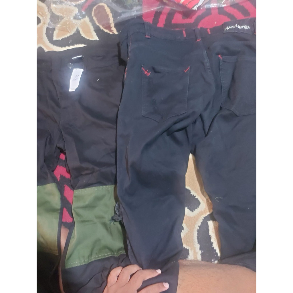 Denimitup bikers Denim Skinny Jeans & MNST Black green Cargo Pants 100% ORIGINAL