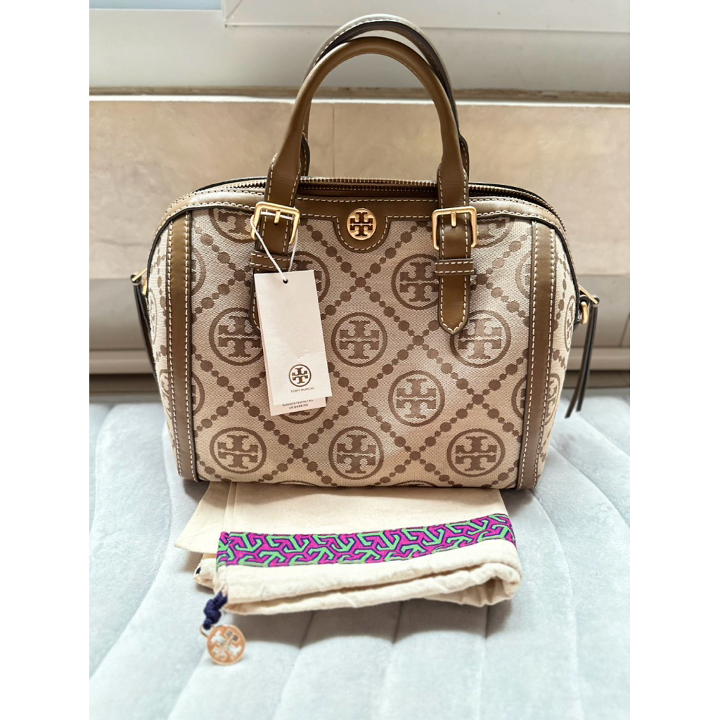 TB T Monogram Barrel Bag Hazelnut