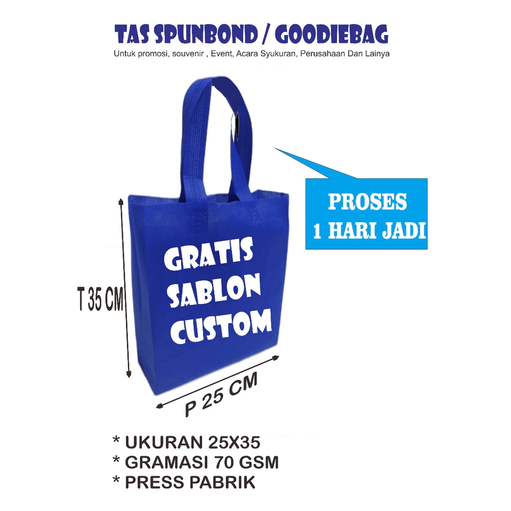 

TAS SPUNBOND tali SABLON custom 25X35X8/ Tas Goodie Bag custom / TAS SOUVENIR GOODIE BAG / Souvenir Wedding Syukuran