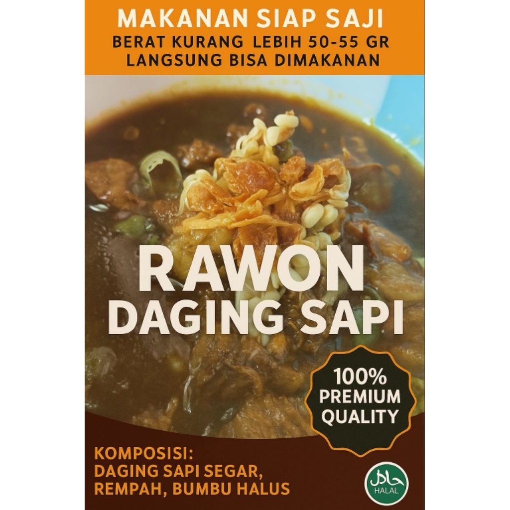 

Raeon daging sapi premium siap makan enak nikmat halal