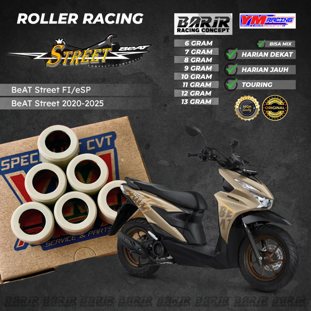 ROLLER BeAT Street (FI/eSP | New 2020-2025) YM RACING 1 SET ( 6 pcs ) Bisa MIX/Silang 6-13gram honda