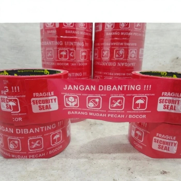 

Lakban Label Merah Fragile Security Seal Jangan Dibanting Barang Mudah Pecah Bocor Handle With Care Do not Step Basah Hujan Hati Warning Unboxing Muscle 2 INCH 48 MM 50 YARD