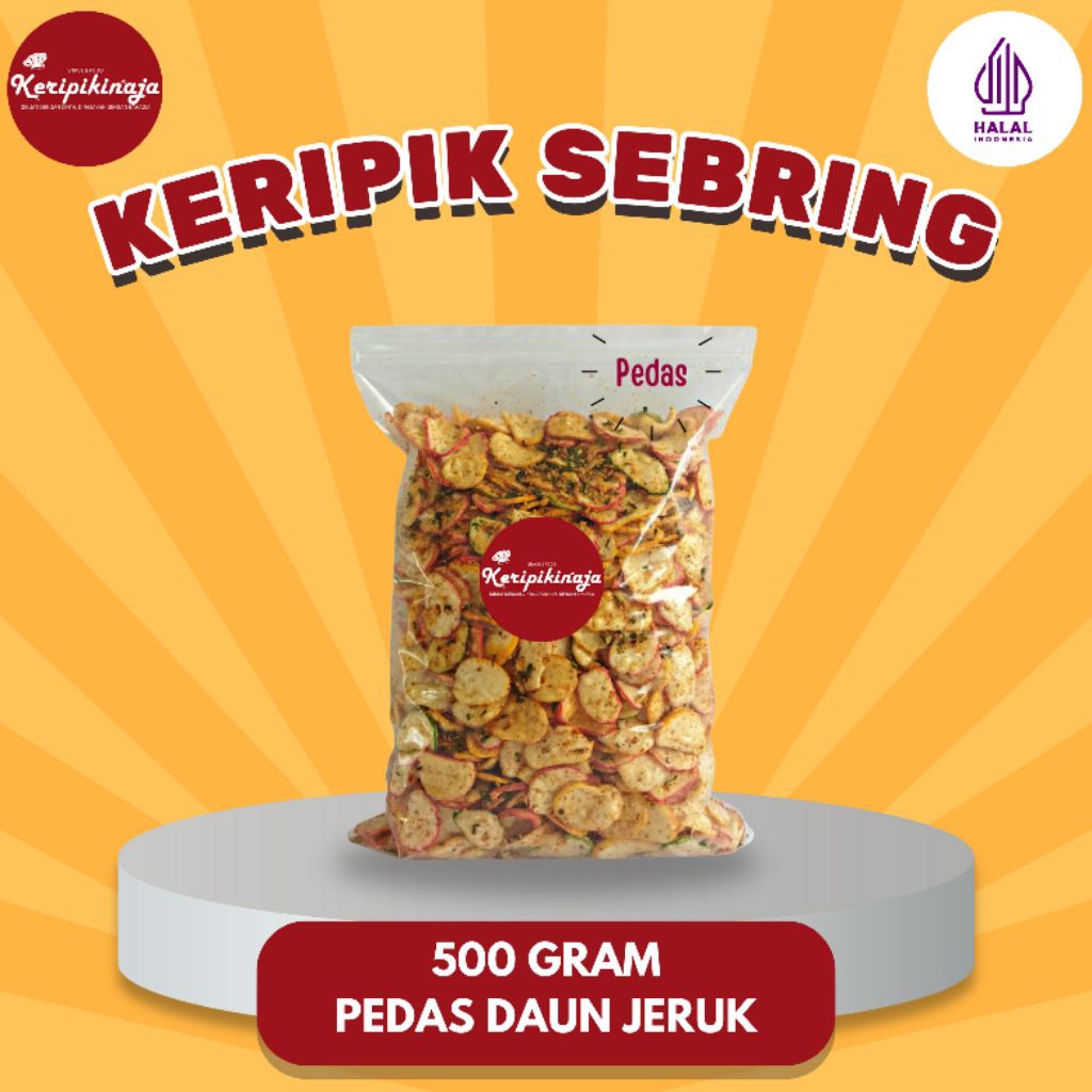 

Kerupuk Seblak keripik seblak PEDAS dan ASIN daun jeruk SEBRING bantet Pedas asin
