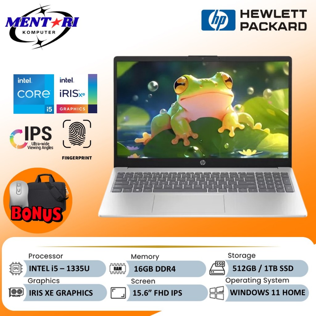 LAPTOP HP 15 CORE i5 RAM 32GB SSD 1TB 15.6"FHD WIN 11 BARU ORIGINAL
