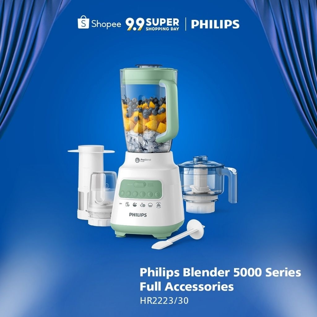 Blender Philips Plastik 2 liter - HR2223/60 - Blender jus - Blender Bumbu Philips - Chopper