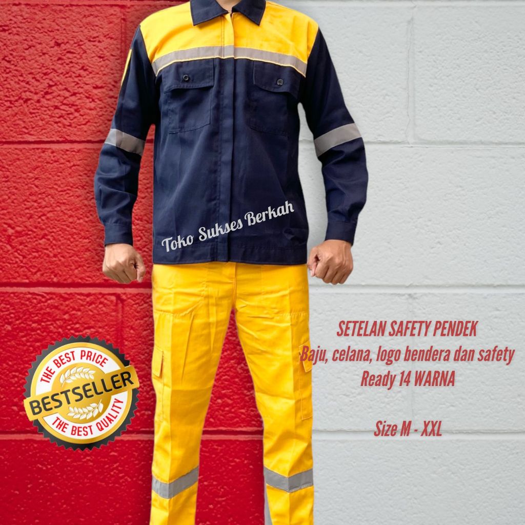 PROMO SETELAN WEARPACK WEARPACK ATASAN KEMEJA SAFETY STELAN WARNA DONGKER KOMBINASI PANJANG WEARPACK