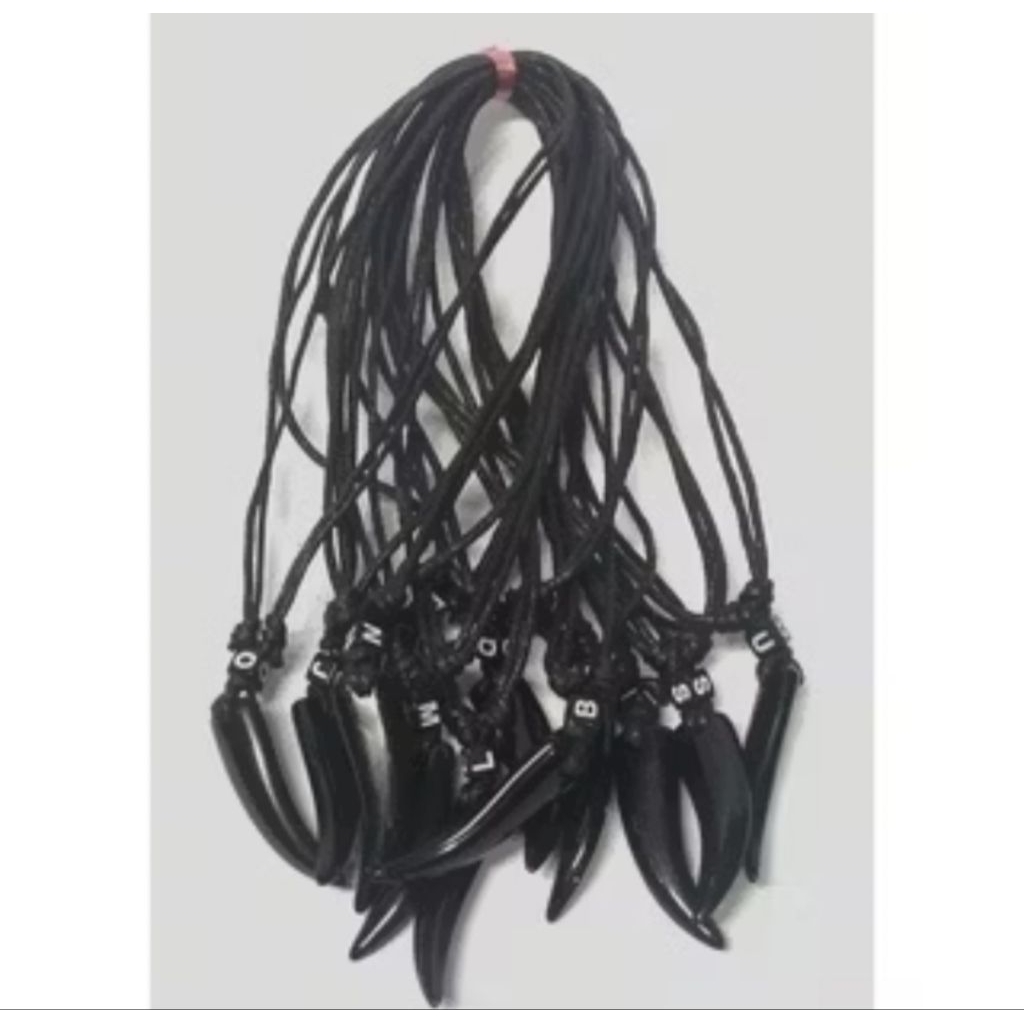 (12 PCS) KALUNG TALI KULIT LIONTIN TARING | STYLISH & SIMPLE | KALUNG PRIA WANITA