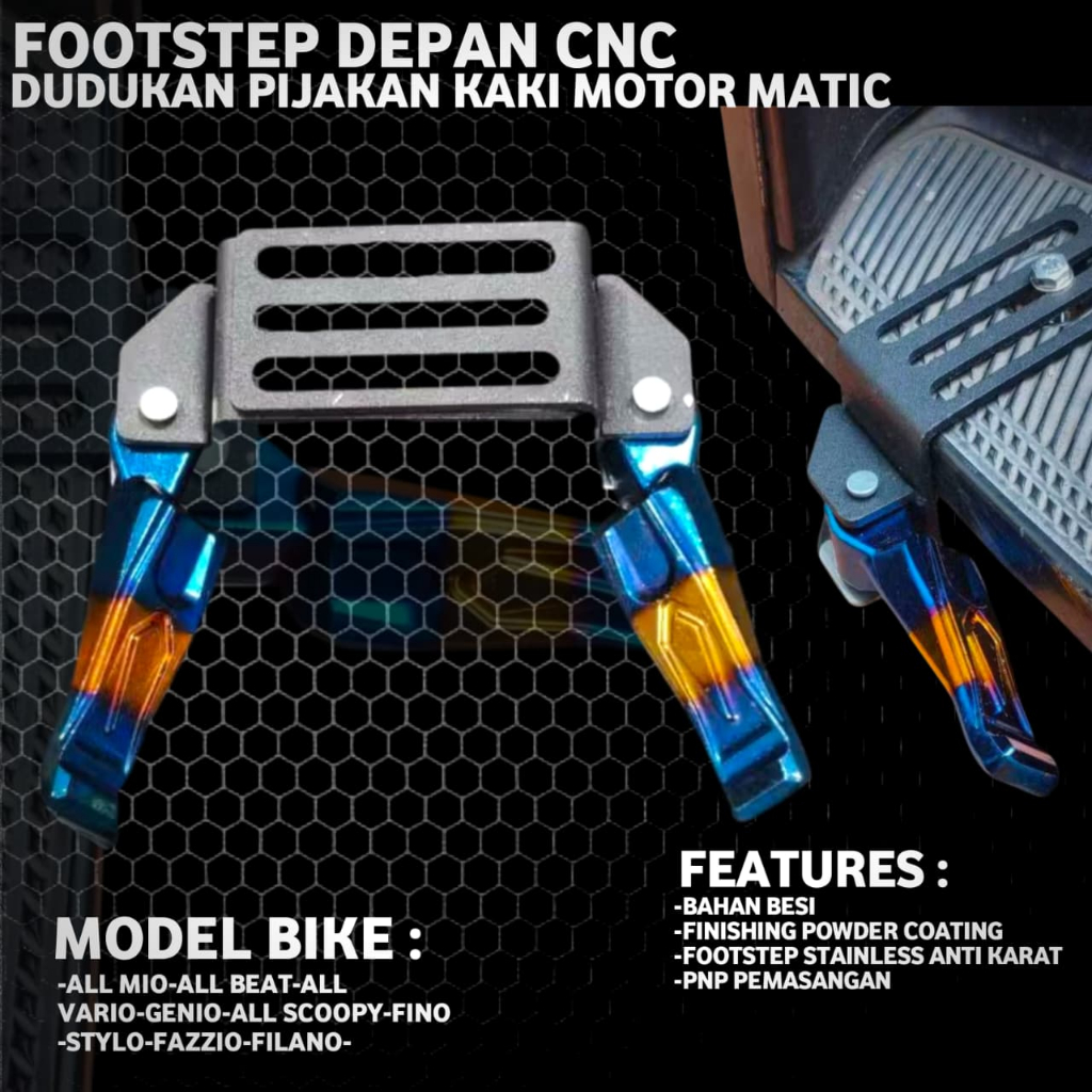 PINJAKAN KAKI DEPAN MATIC (PAKET KOMPLIT LENGKAP DENGAN FOOT STEP)BASTEP DEPAN BEAT STREET ESP BEAT 