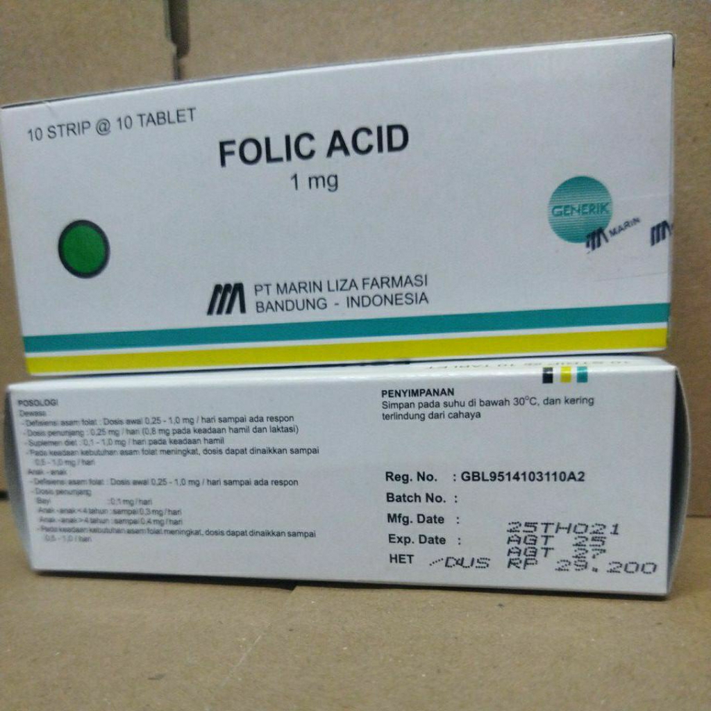folic acid 1mg / asam folat 1mg box 100 tablet