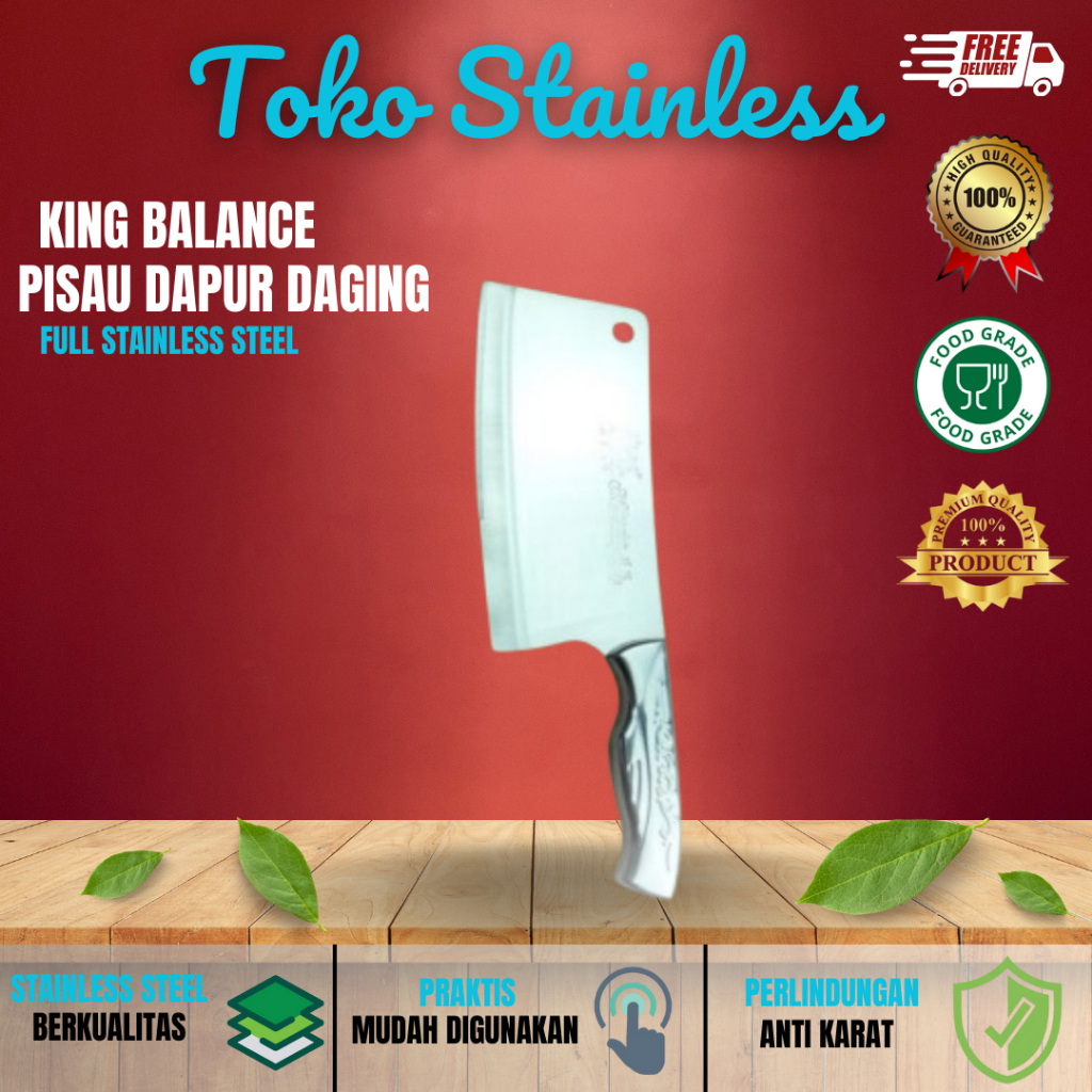 Kitchen Ware ID | Pisau Dapur Stainless Steel Full Metal,  serbaguna Cleaver Knife Mewah Anti Karat