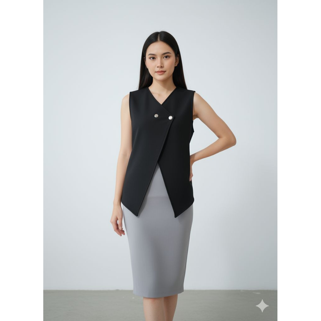 vara vest wanita kekinian outer hijab oufit korea style bahan scuba rompi muslim