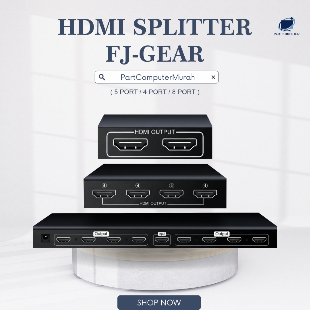 FJGEAR HDMI Splitter 2/4/8 Port Mini Alat Pembagi Sinyal HDMI Support Resolusi 4K 2K untuk TV/Proyek