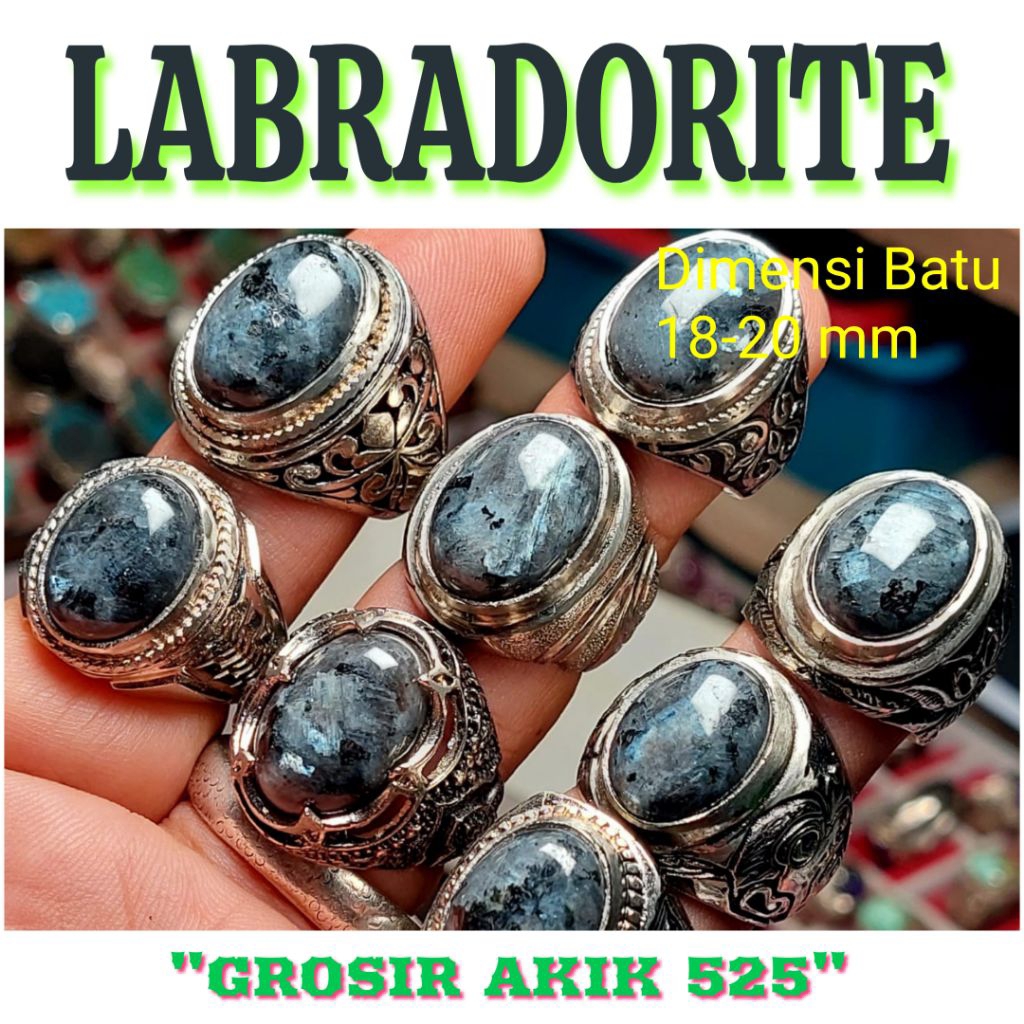 Cincin batu black labradorite / batu akik labrador hitam seraphinite