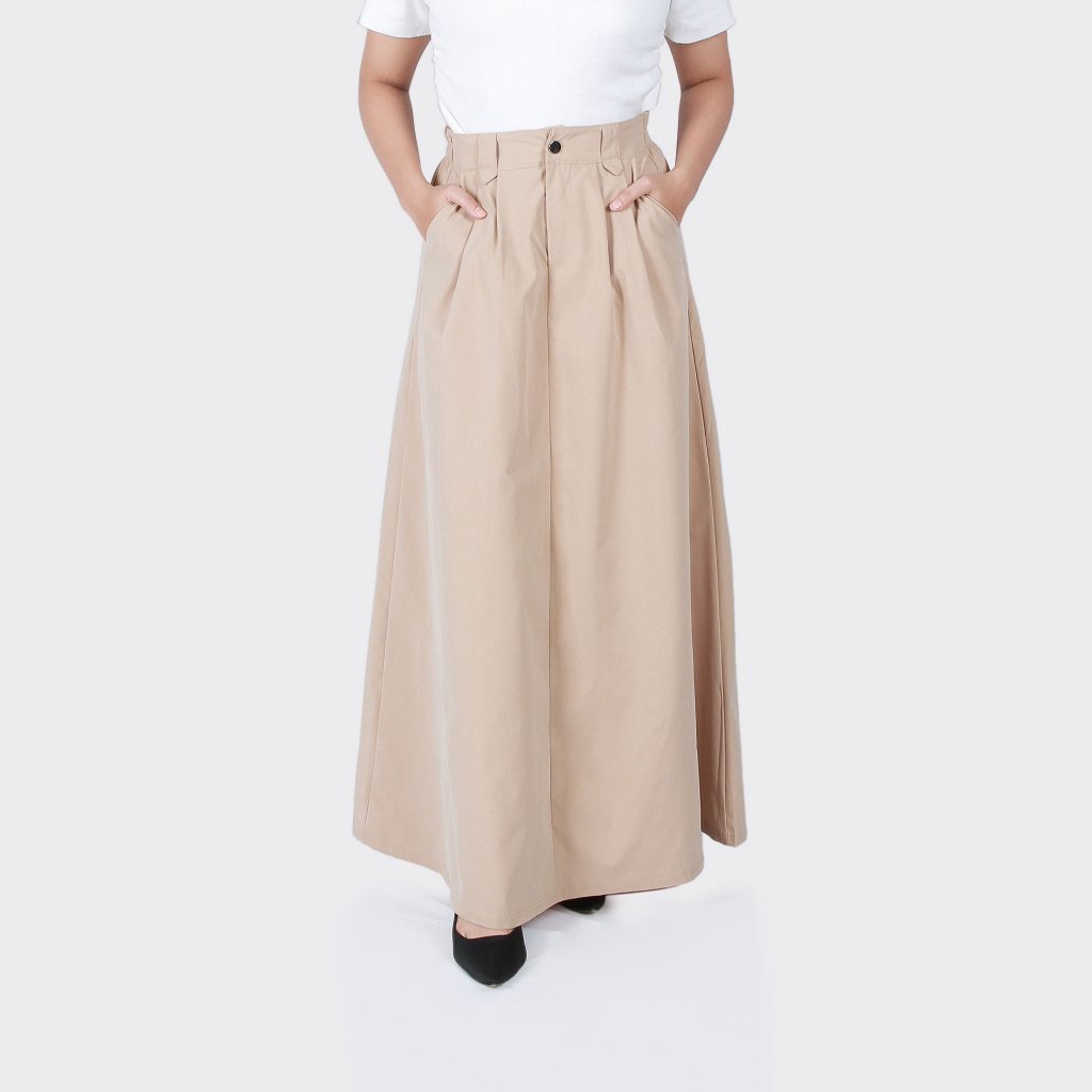 instylelooks rok polos kantong warna coklat susu