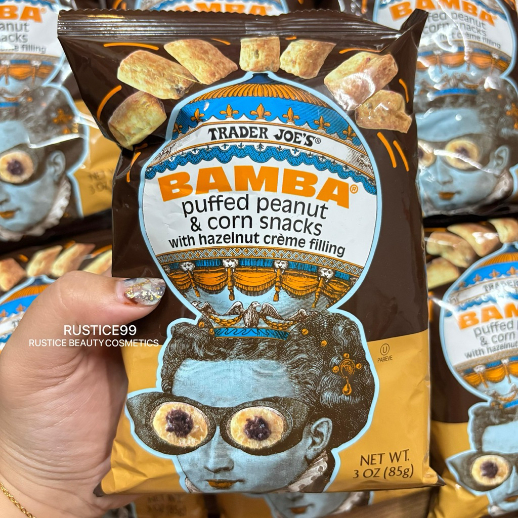 

TRADER JOE’S BAMBA Puffed Peanut & Corn Snacks with Hazelnut creme filling