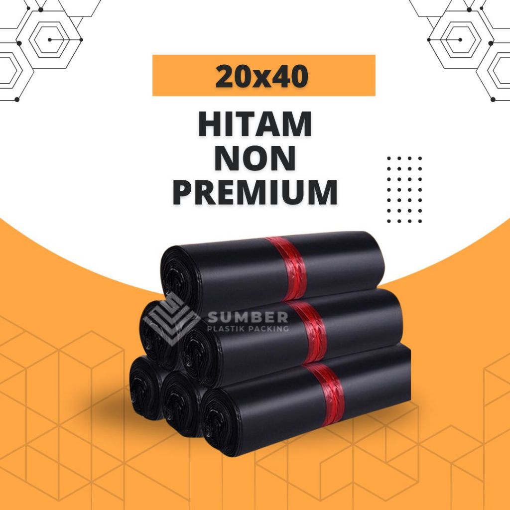 

20X40 PLASTIK POLYMAILER HITAM NON PREMIUM ISI 100PCS || PLASTIK PACKING OLSHOP