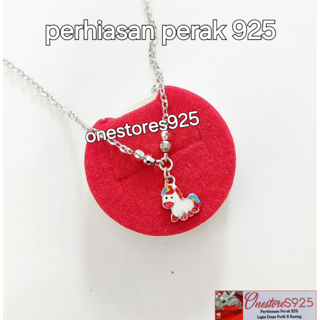 KALUNG KUDA PONI ANAK PERAK 925 LAPIS EMAS PUTIH