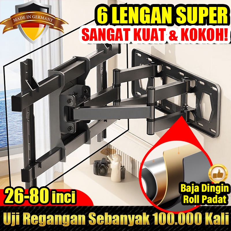 【Baja Kuat & Garansi 20 Tahun】Bracket TV Full Motion Swivel Arm untuk - Bisa Diputar & Dilipat untuk