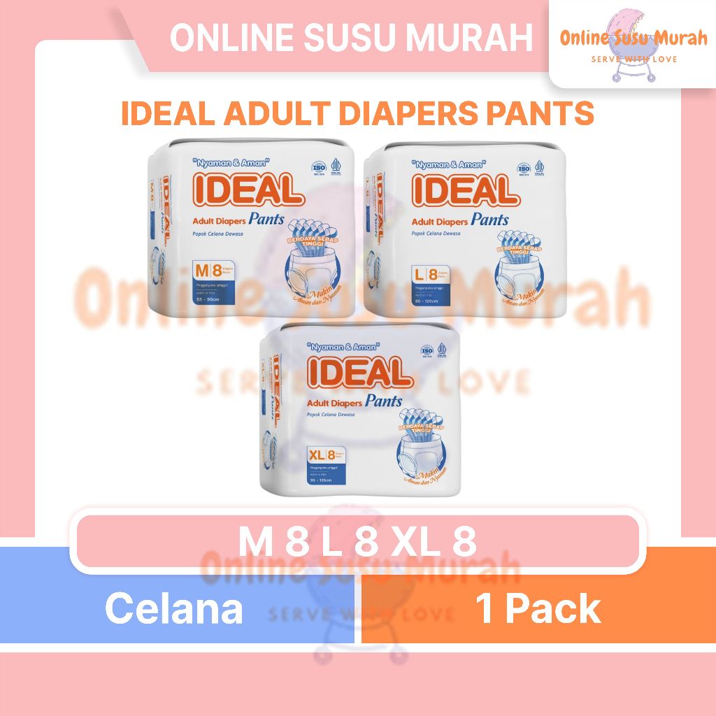 IDEAL ADULT DIAPERS PANTS M8 L8 XL8 2+ PPKS