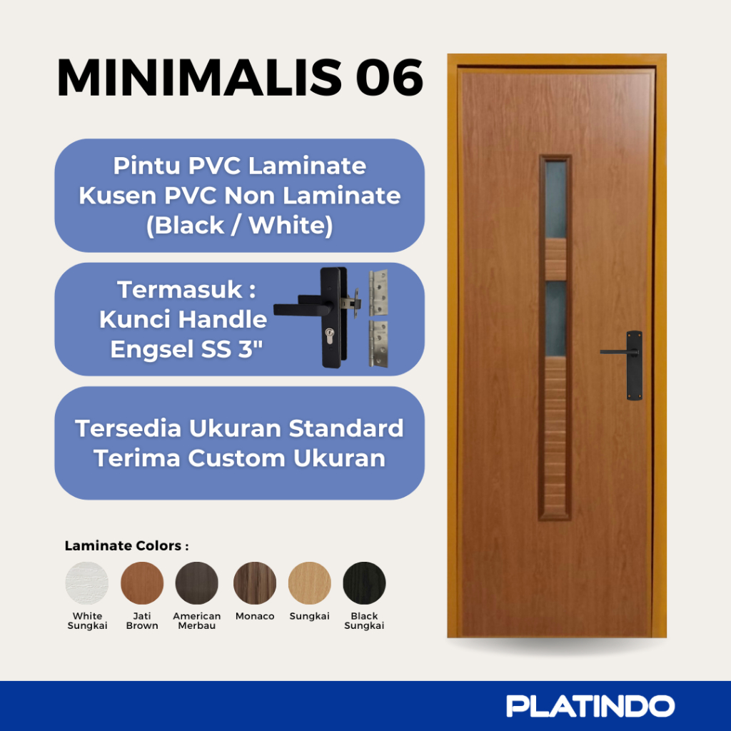 Pintu PVC Kamar Mandi Minimalis 06 Platindo (Custom Ukuran)