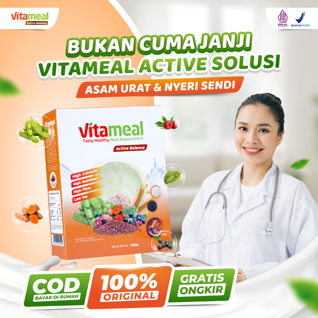 

Vitameal Active Balance | Sereal Multigrain Sehat Rendah Kalori untuk Diet, Atasi Asam Urat, Redakan Nyeri Sendi, Perkuat Tulang & Lenturkan Sendi