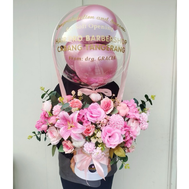 PREMIUM Bloown Bouquet | Bloom Box balon bunga Grand Opening | Bucket Wisuda | Large Size box Balon 