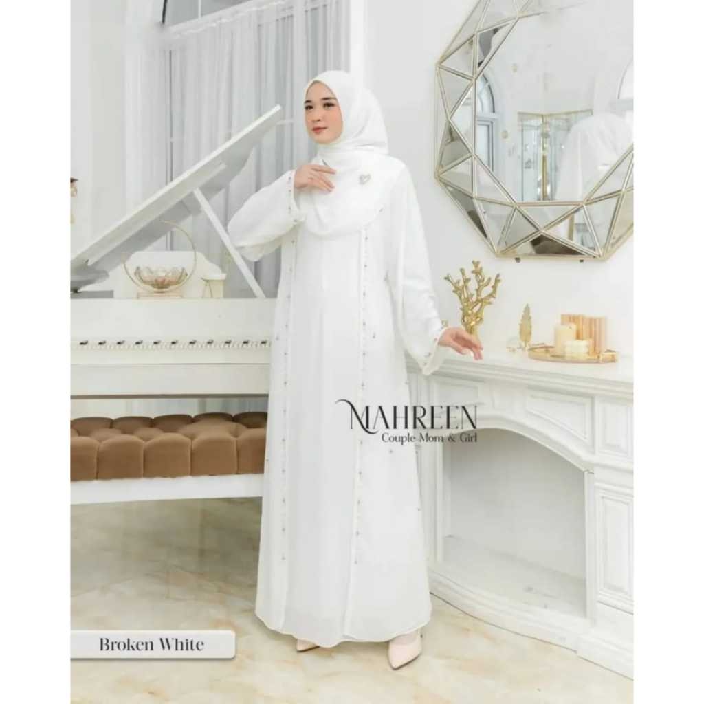 Mahreen Dress Gamis Abaya Turkey muslim wanita coklat mahogany viral 2025 syari abaya arab mewah ele