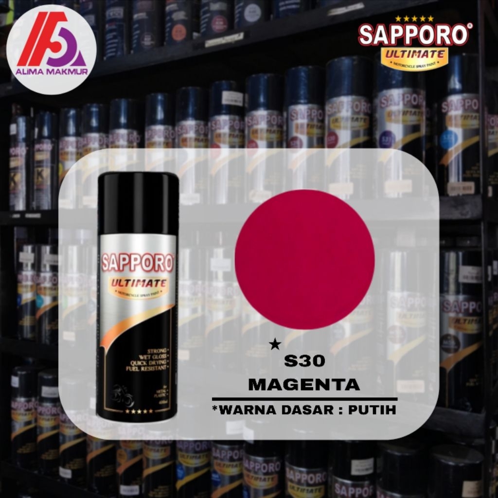 Sapporo Ultimate S30 Magenta 400ml / Pilok Pilox Magenta / Cat Semprot Warna Magenta / Cat Magenta