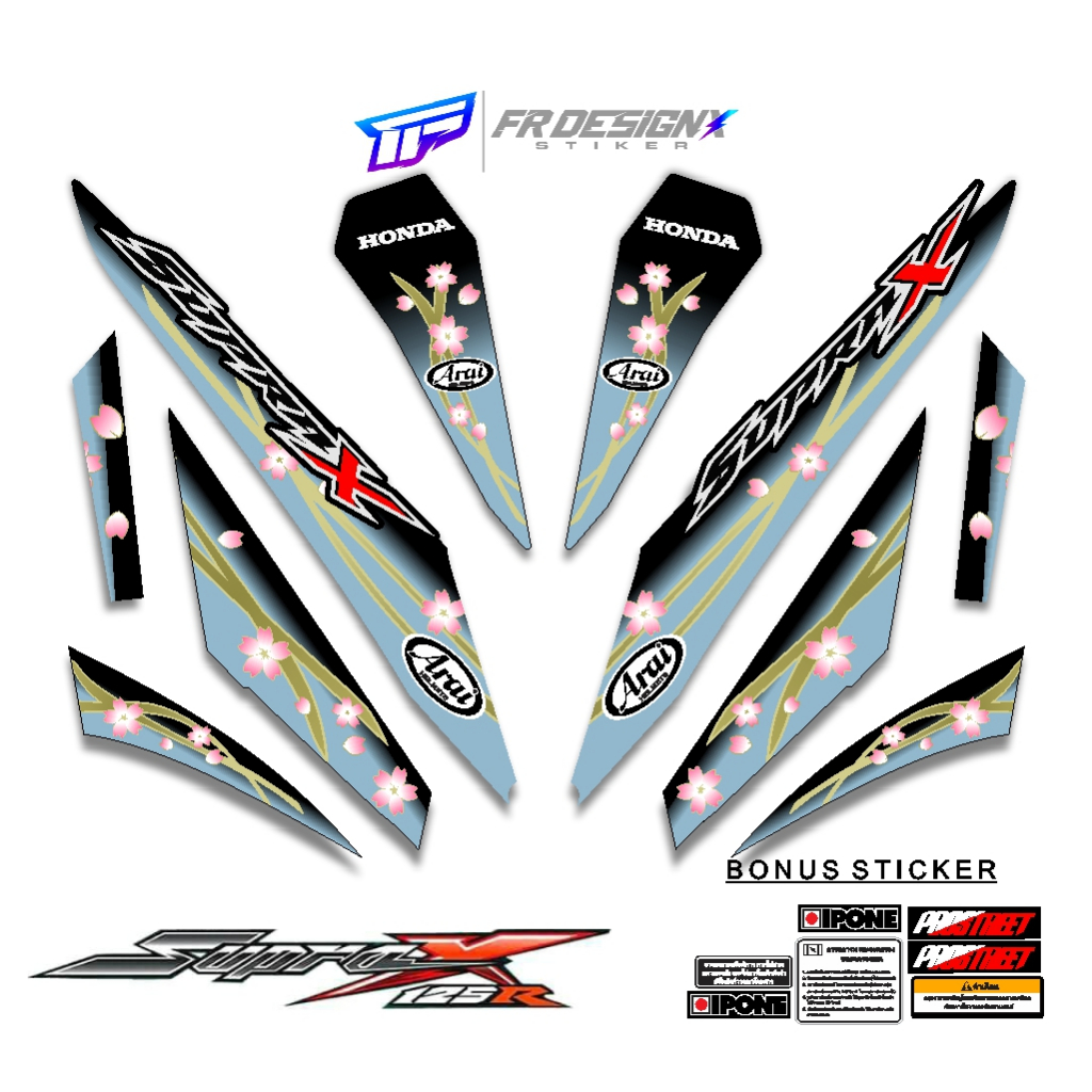STRIPING STIKER DECAL SUPRA X 125 R 2007 - 2013 MTF SAKURA  / FR DESIGNX / STRIPING MODIF