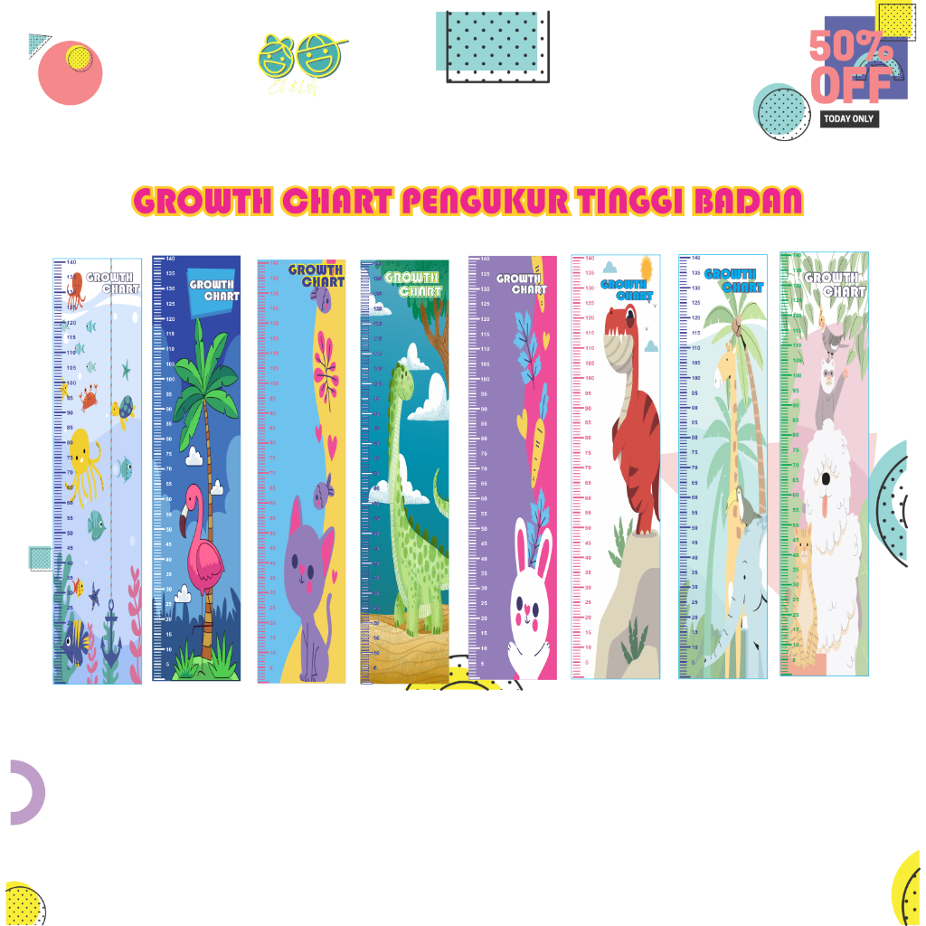 Pengukur tinggi badan anak - Growth Chart kid aesthetic pengukur tinggi badan karakter murah