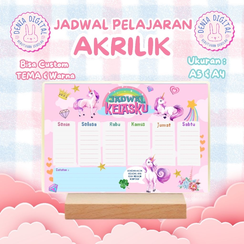 

Jadwal Pelajaran Akrilik Custom | Bisa Pilih Tema & Warna | Ukuran A5 & A4 Lucu
