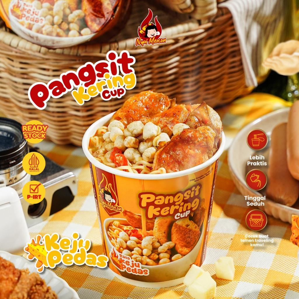 

Pangsit Kering Cup Keju Pedas Nyai Merco