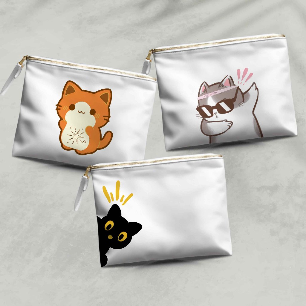 

Tempat pensil gambar Kucing Lucu Tempat alat tulis Tepak kanvas tebal Tempat kosmetik Pouch Dompet Kucing Aesthetic