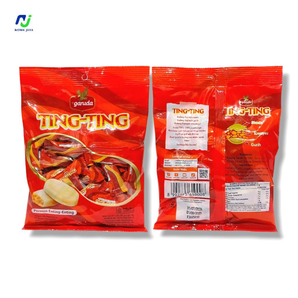

( PAKET HEMAT 5 PACK ) Permen Ting Ting Garuda Sak Isi 50 Pcs@3gr PERMEN ENTING ENTING