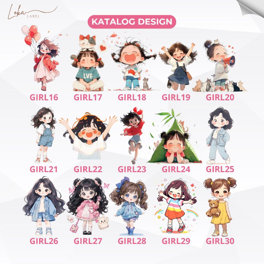 

(30Pcs) Stiker & Hang Tag Ulang Tahun Anak | Tema GIRL