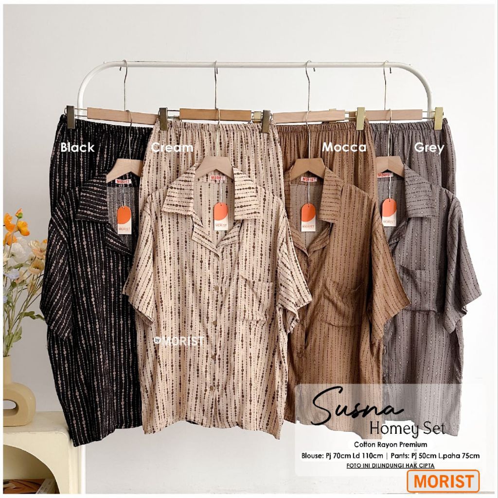 SUSNA HOMEY SET /SETELAN WANITA CEWEK ATASAN DAN CELANA PENDEK PREMIUM BEST SELLER ORI MORIST