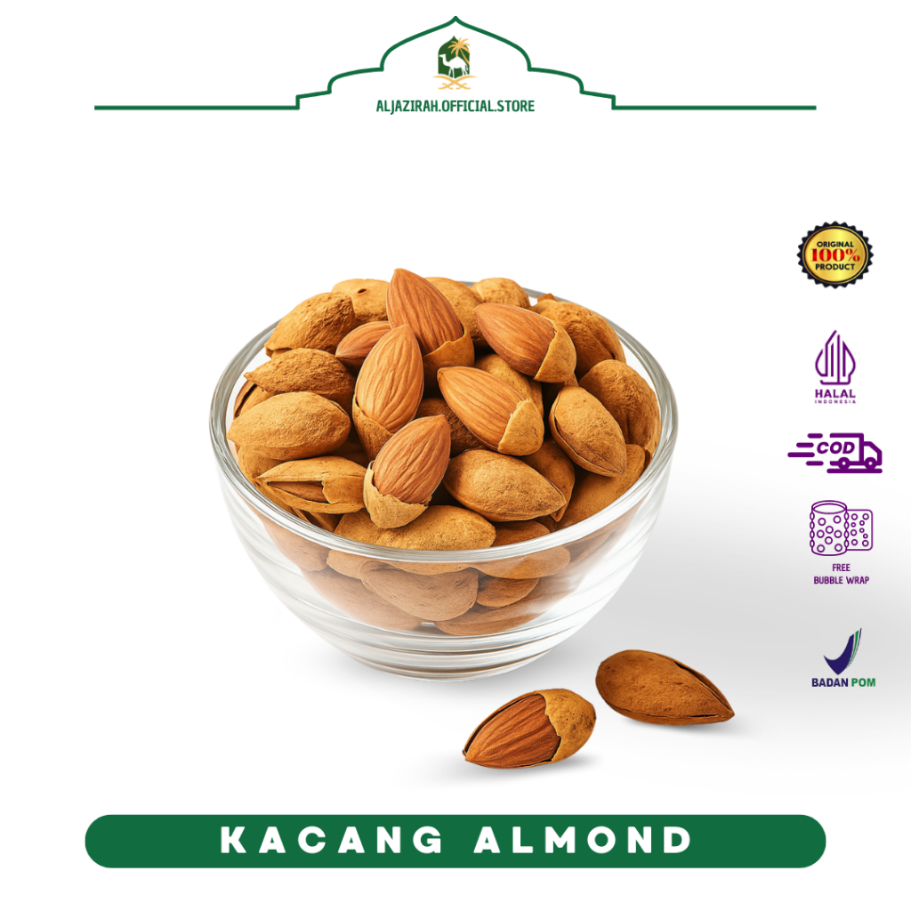 

Kacang ALMOND Panggang | Roasted Milk flavour In Shell | Kacang Cangkang Arab Rasa Susu Original