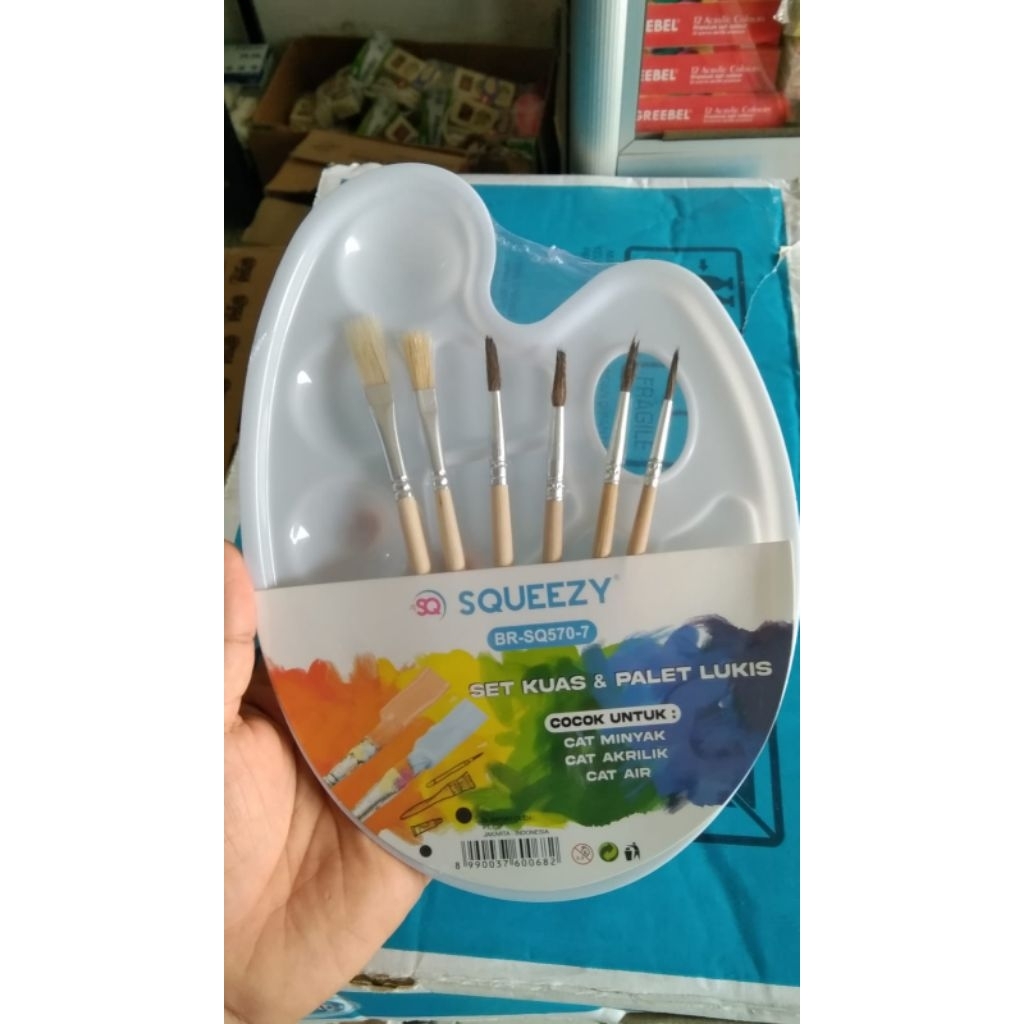 

set kuas dan palet lukis merk squeezy