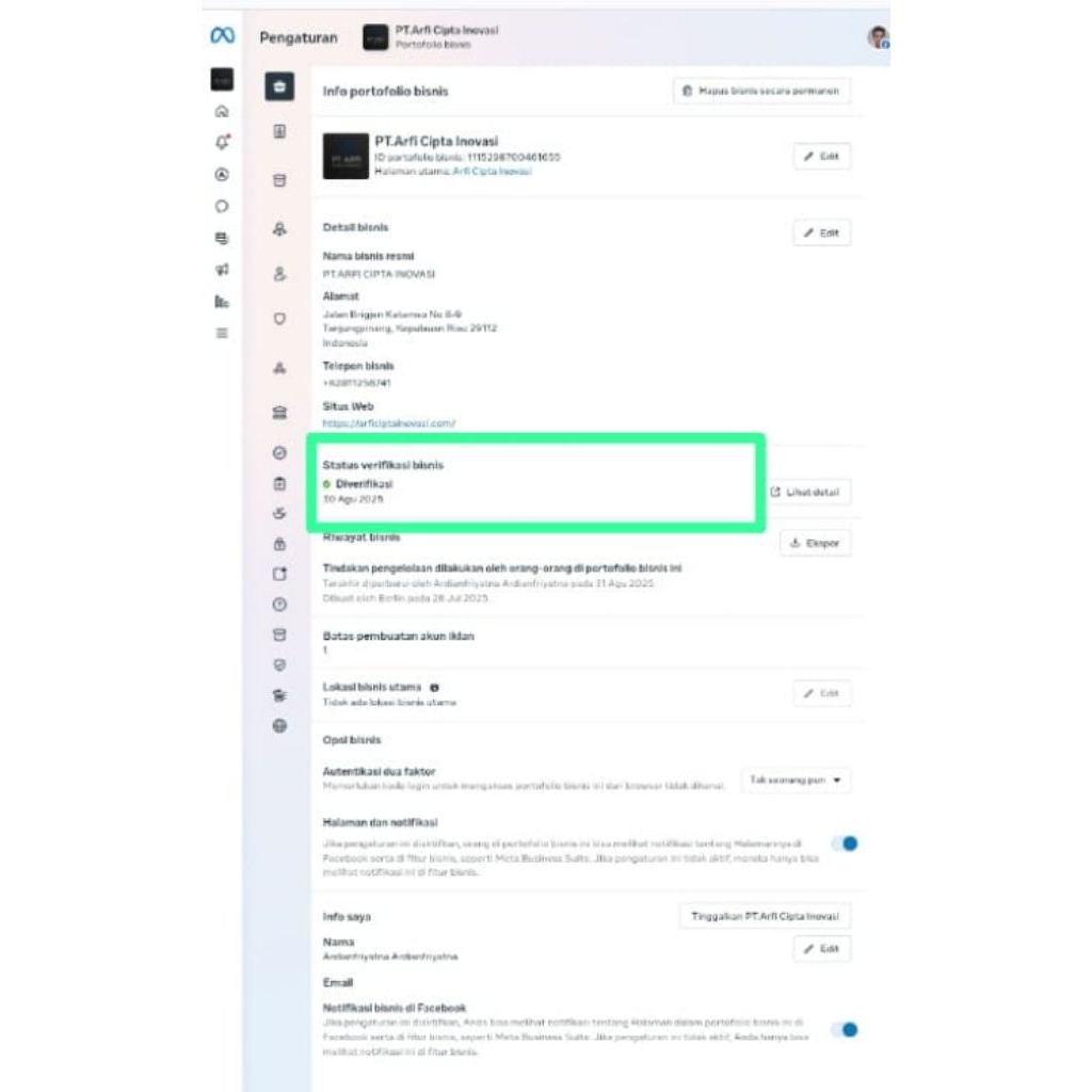 Akun Verified  Sosial Media Ig/Wa/Fb