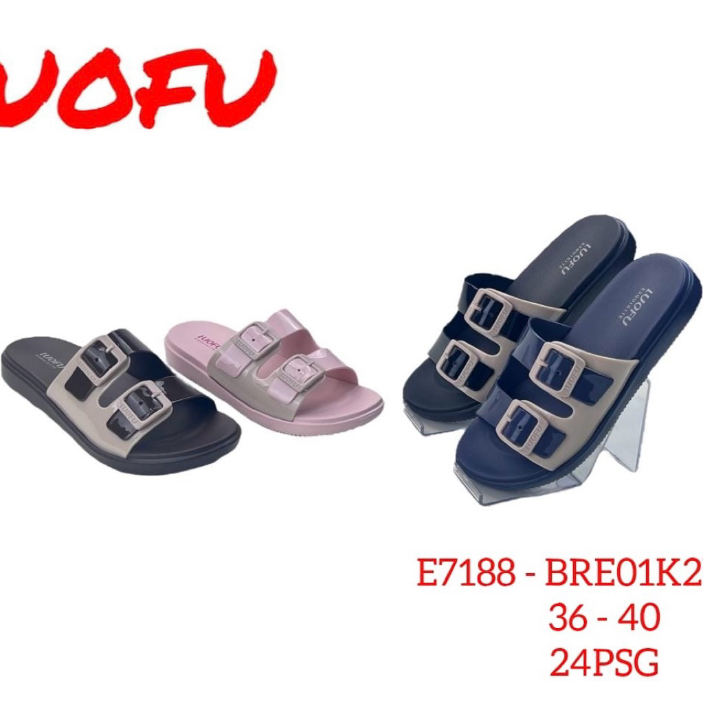 LUOFU sandal gesper ban dua sandal luofu wanita (E-7188) bahan karet
