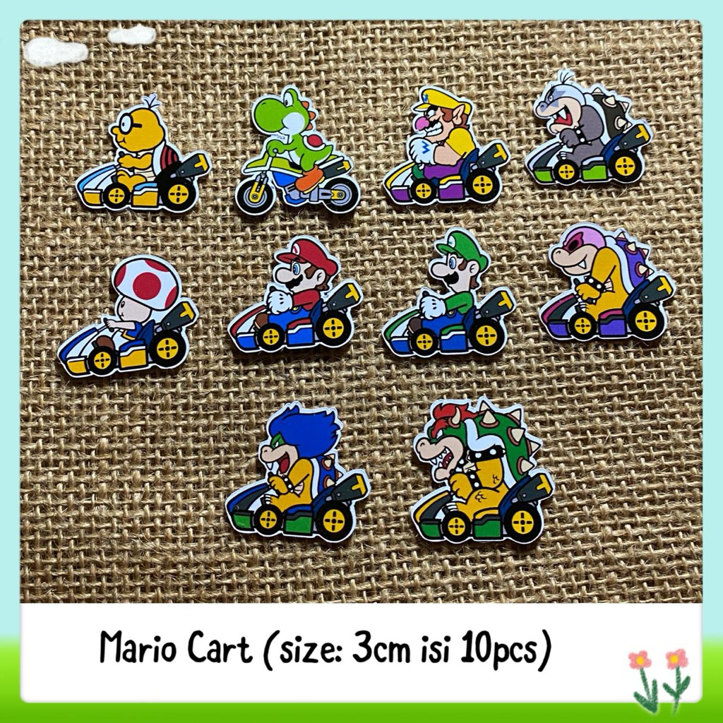 

10pcs sticker tempelan glossy mario cart
