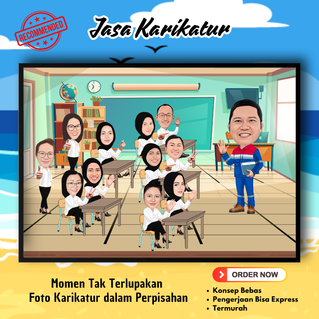 Karikatur Perpisahan Teman Kerja Custom | Kado Resign Unik & Berkesan I Karikatur Digital Custom | H