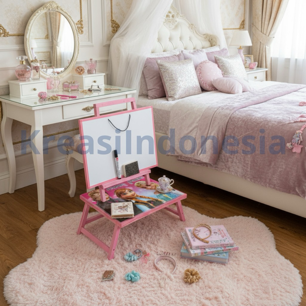 

Kreasi anak - Satu set papan tulis anak dan meja belajar anak gratis spidol dan penghapus