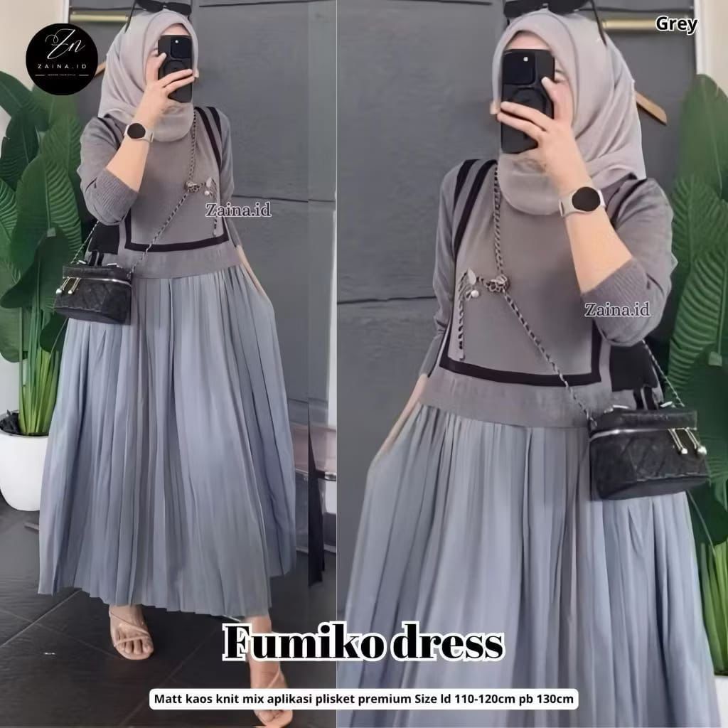 DRESS MUSLIM, Fashion Muslim, baju wanita, dress Wanita, Baju gamis, fashion wanita, Fumiko Dress
