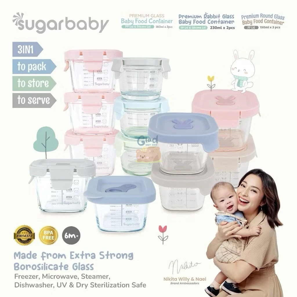 Sugarbaby Premium Glass Jar Baby Food Container BPA FREE - Peralatan Makan Bayi MPASI
