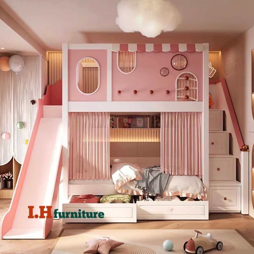 Tempat tidur anak perempuan , tempat tidur tingkat , tempat tidur anak prosotan