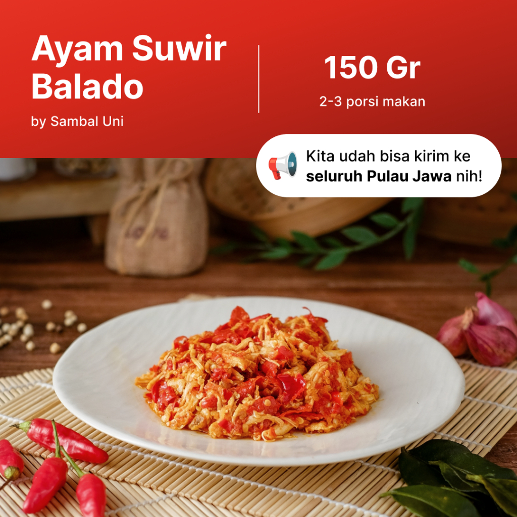 

Sambal Uni - Ayam Suwir Balado | Isi 150 gram | Tanpa Pengawet